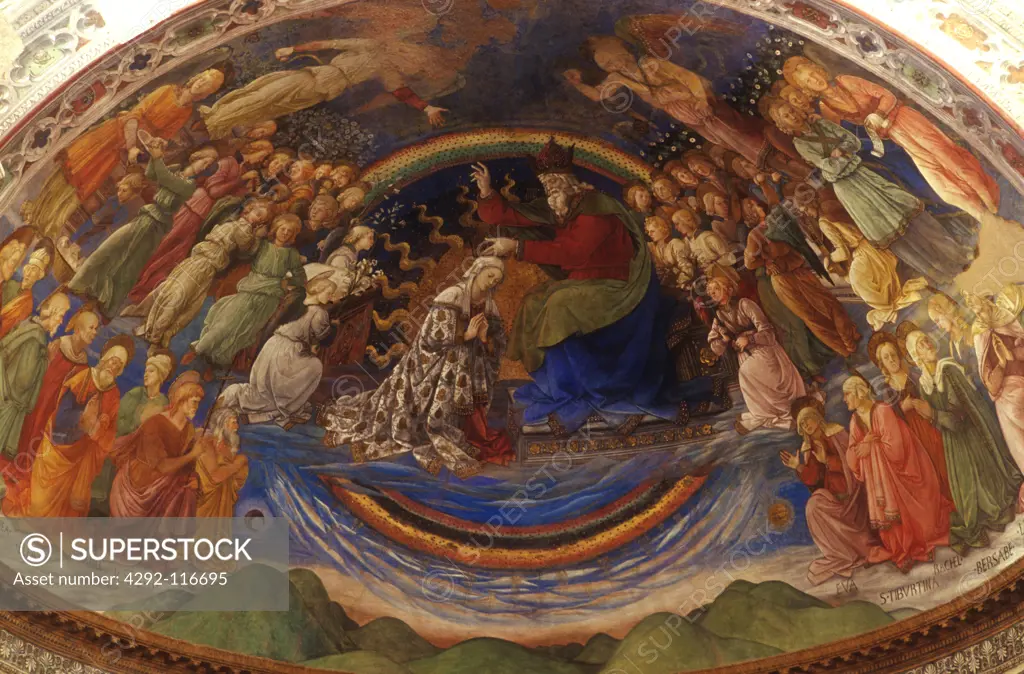 Italy, Umbria, Spoleto, Duomo interior, apse frescoes by F. Lippi