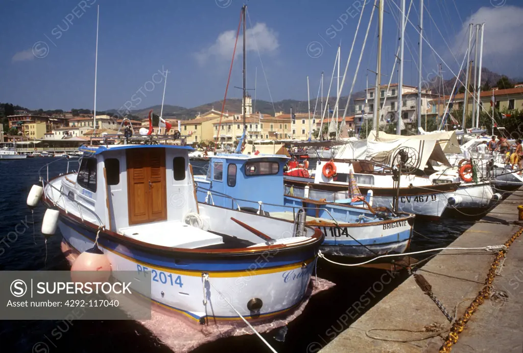 Tuscany, Elba Island, Porto Azzurro town and harbour