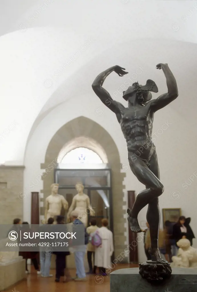 Italy,Tuscany, Florence, Bargello museum, Bronze Statue Mercurio Artist Benvenuto Cellini.