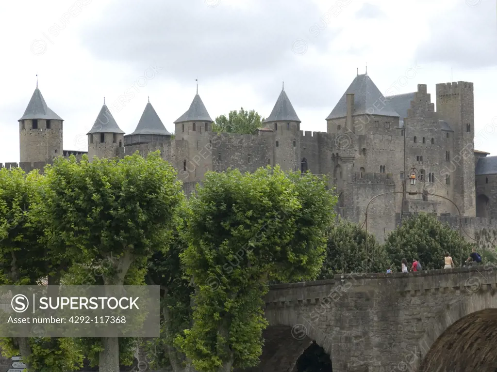 France, Languedoc-Roussillon, Carcassonne, Fortress.