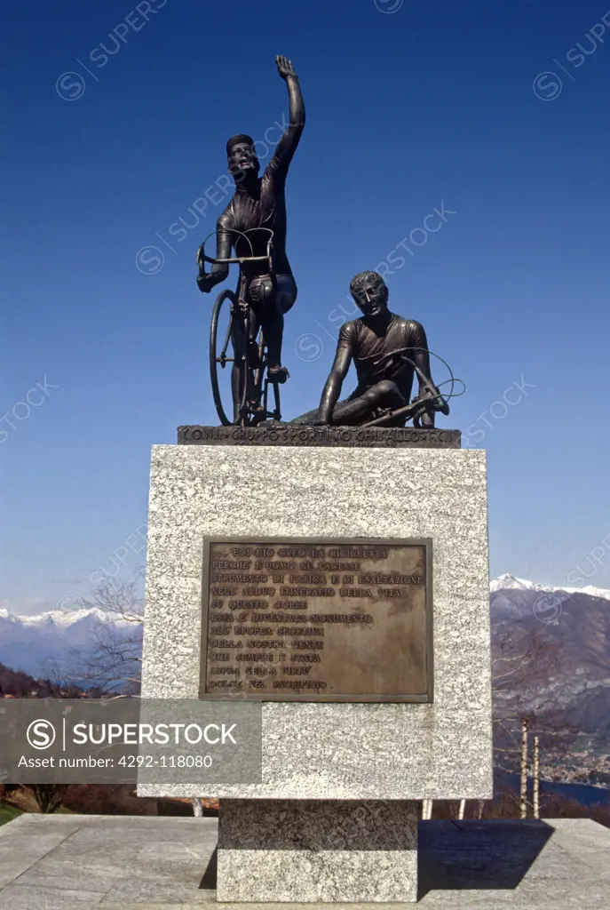 Italy, Lombardy, Madonna del Ghisallo, Statue to Cyclist.