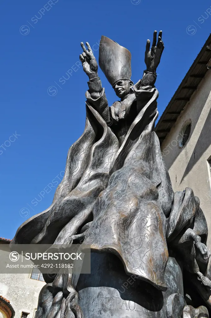 Italy, Lombardy, Varese,Sacro Monte: Santa Maria del Monte, statue Paulus VI