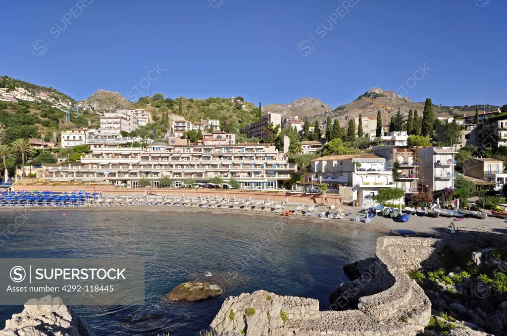 Italy, Sicily, Taormina, Mazzarò beach
