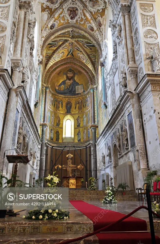 Italy, Sicily, Cefalu, the Cathedral interior