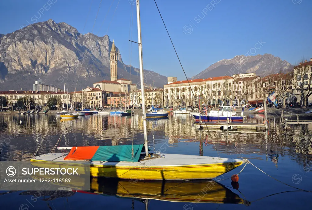 Italy, Lombardy, Como Lake, Lecco, Boat