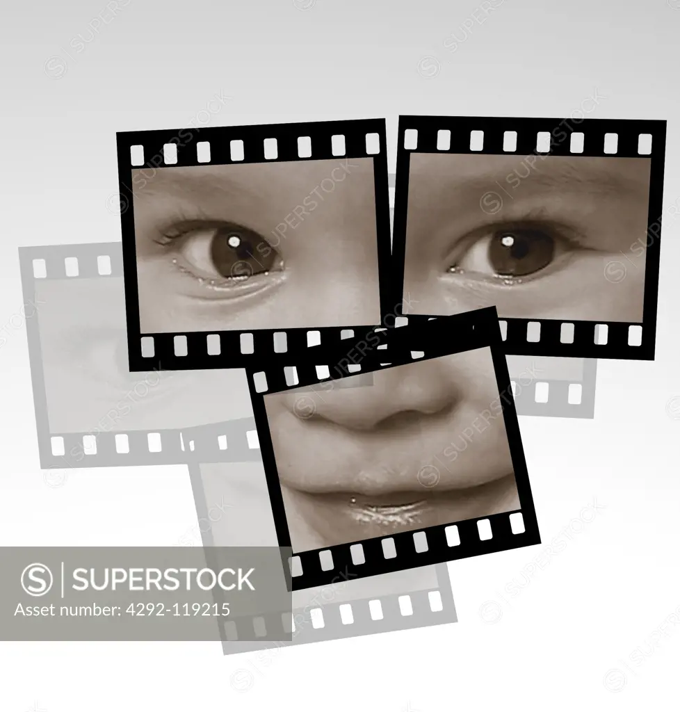 Baby face on film strip