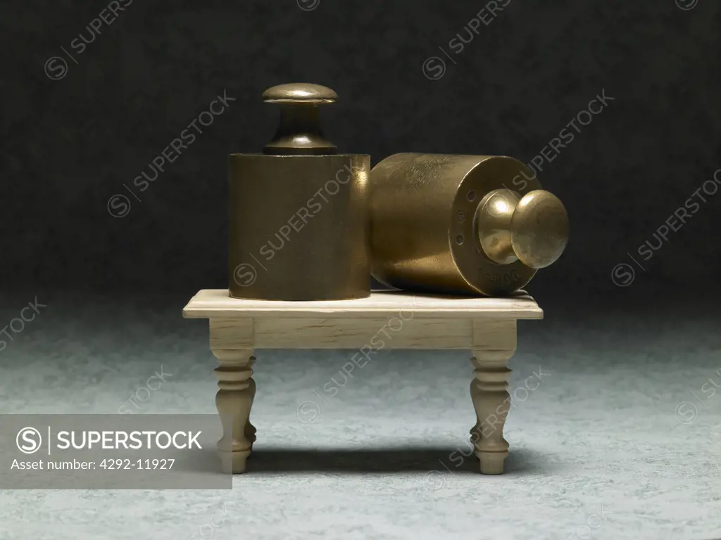 Weights and table still life