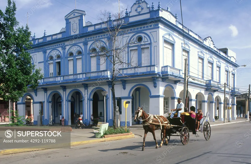 Cuba, Moron town, main street colonial architecture