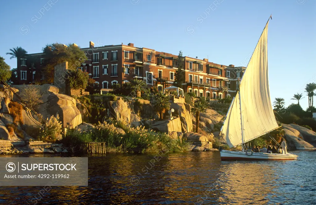 Egypt, Aswan, the Nile river and the Sofitel Old Cataract hotel