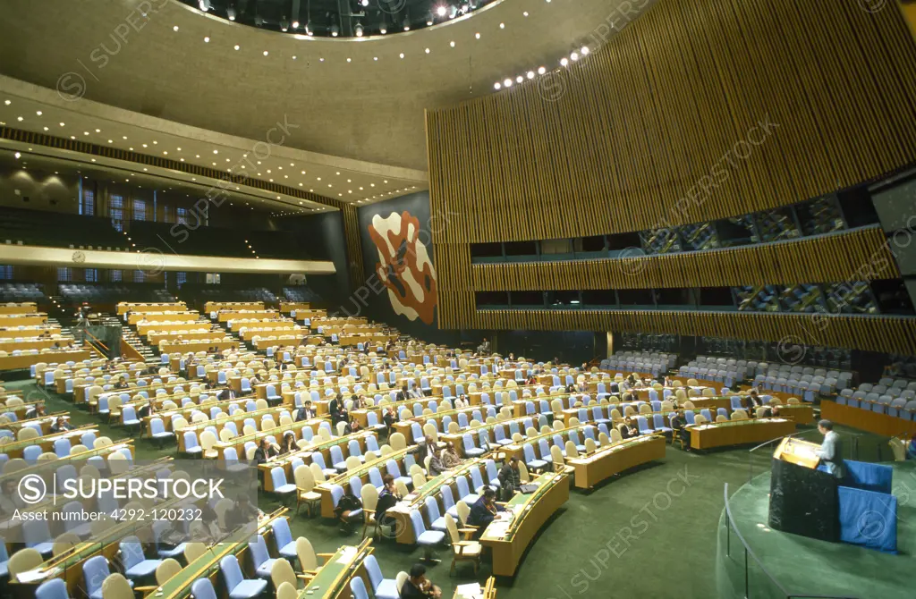 USA, New York, NYC, the Interior of the United Nations Building