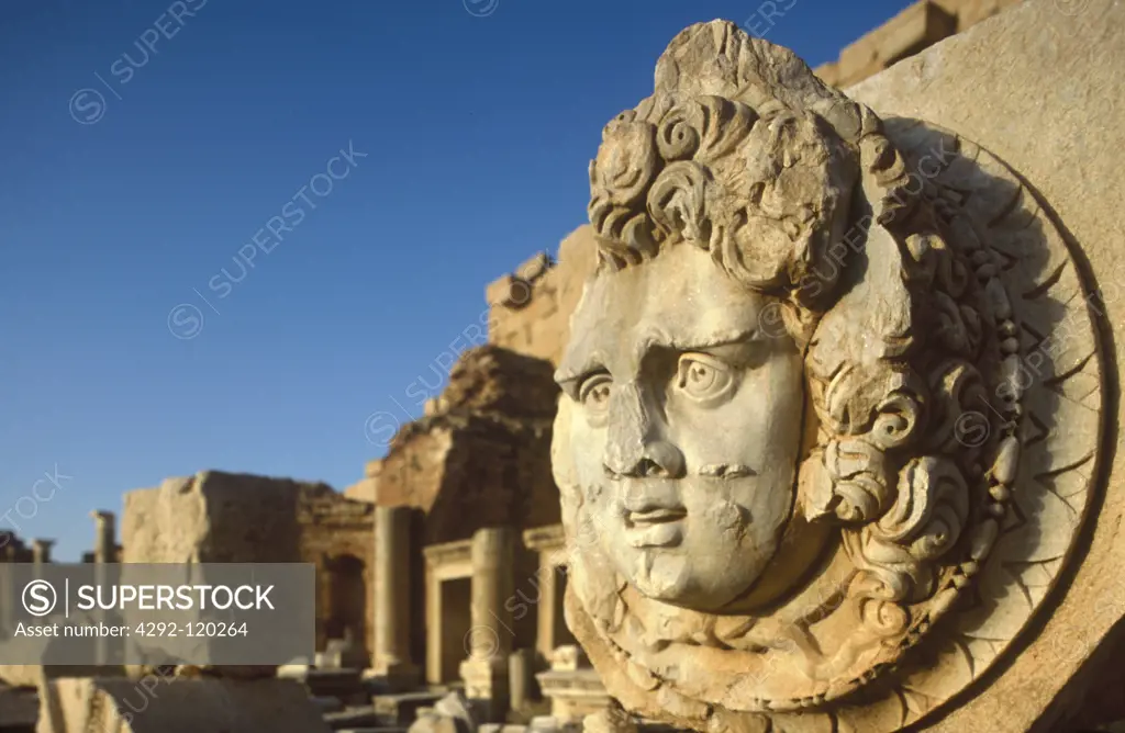 Africa, Libya, Leptis Magna, statue in the Forum