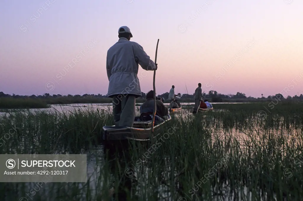 Africa, Botswana, boat safari on the Okavango delta