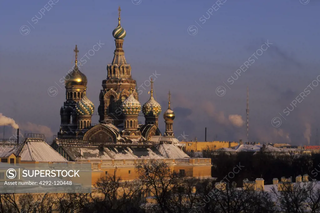 Russia, St. Petersburg, Savior Blood Church in winter