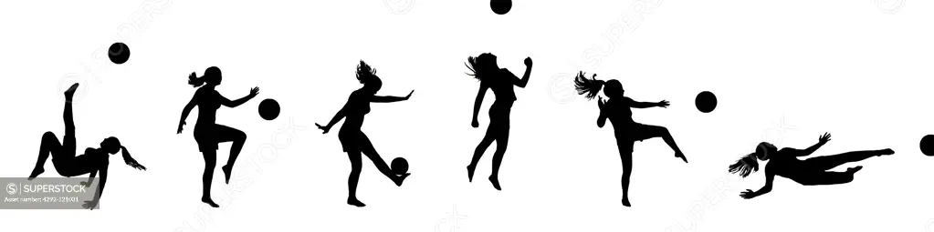 Woman silhouette playing ball