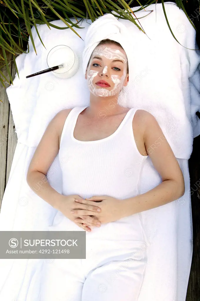 Woman with facial mask