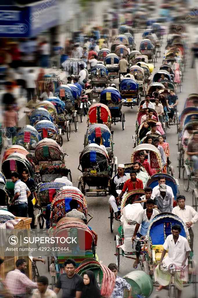 Bangladesh, Dhaka, rickshaw traffic
