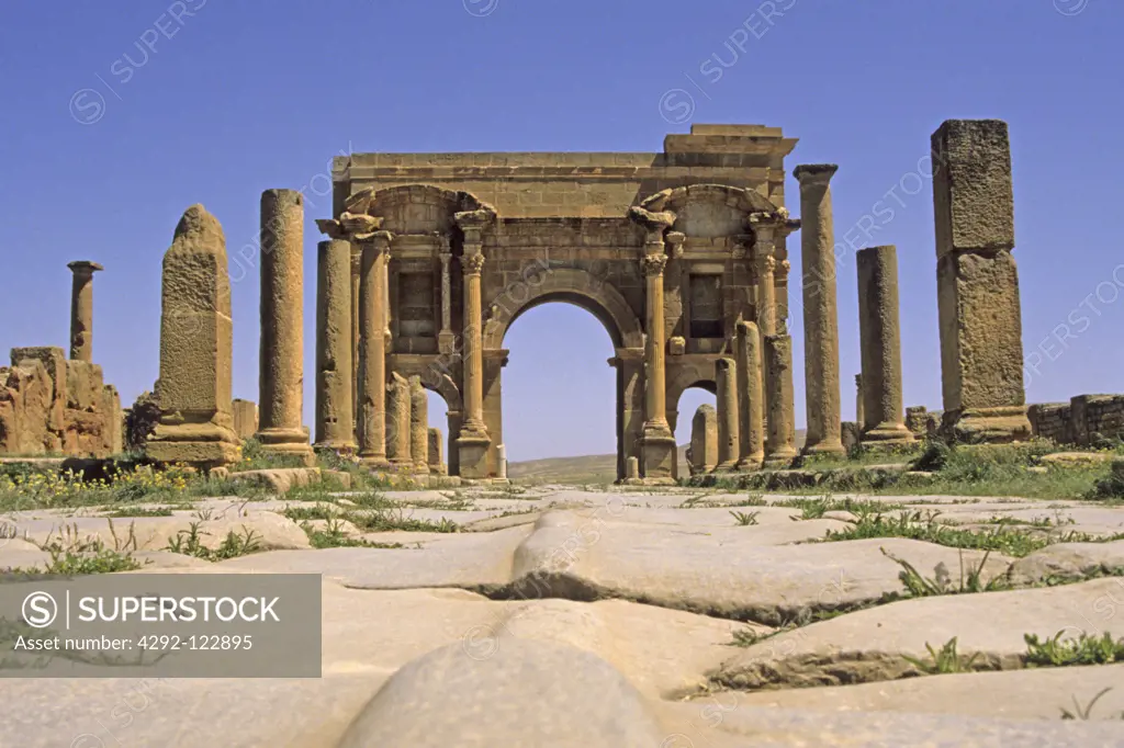 Algeria, Timgad,  Trajan  arch