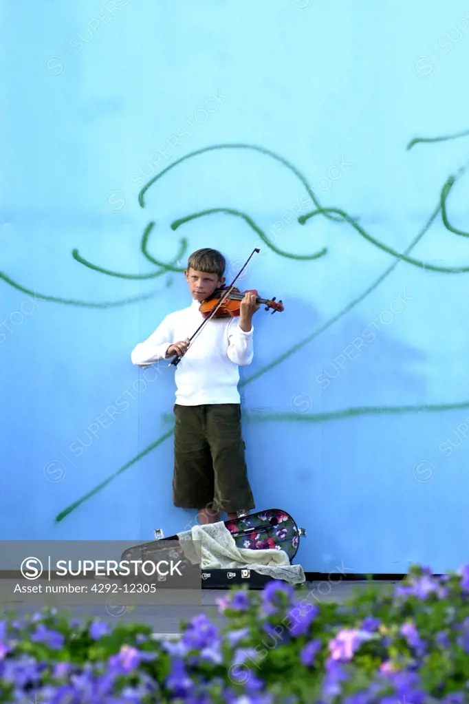 Boy playing violin