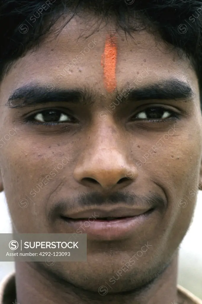 India, Benares, man's portrait