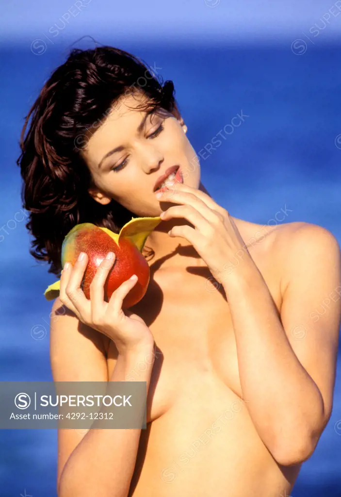 Woman with mango