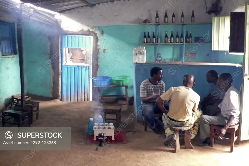 Ethiopia, Hamer village. People in bar