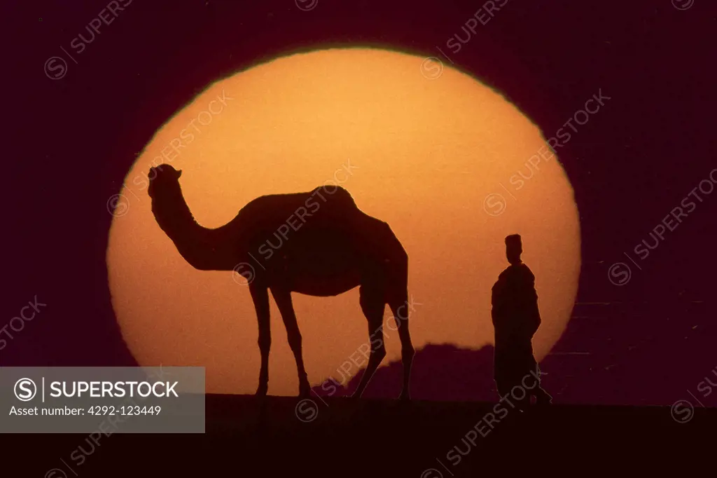 Africa,Morocco. Sunset in Sahara desert