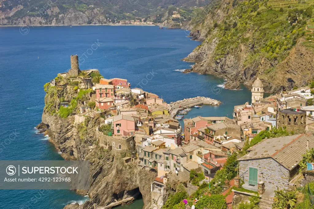 Italy, Liguria, Cinque Terre, The village of Vernazza.
