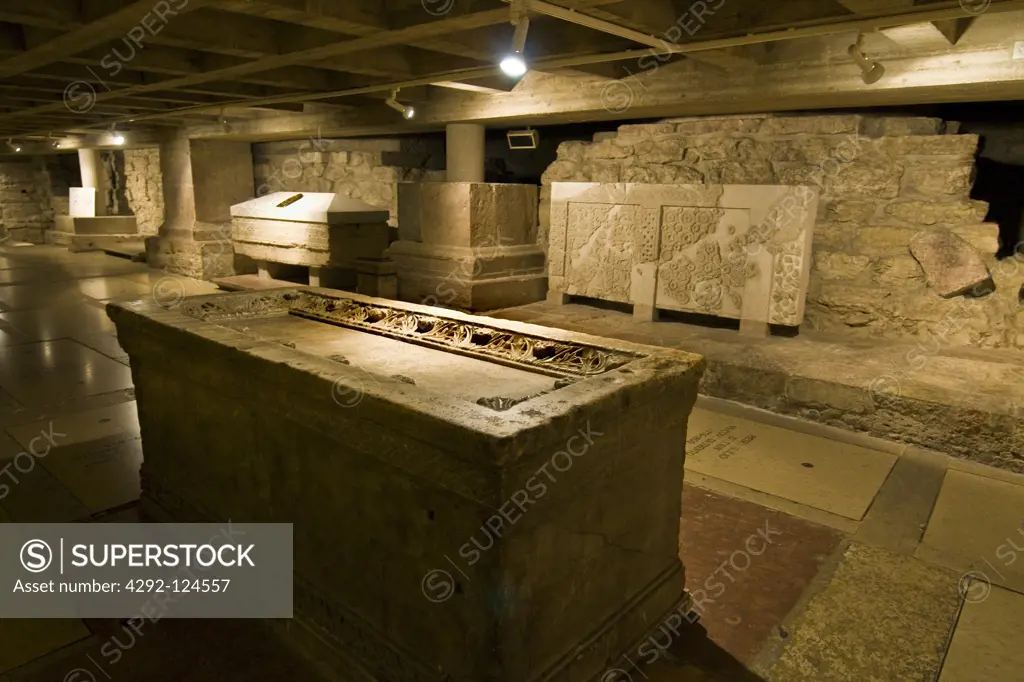 Italy, Trentino Alto Adige, Trento, interior of the Duomo, the Crypt
