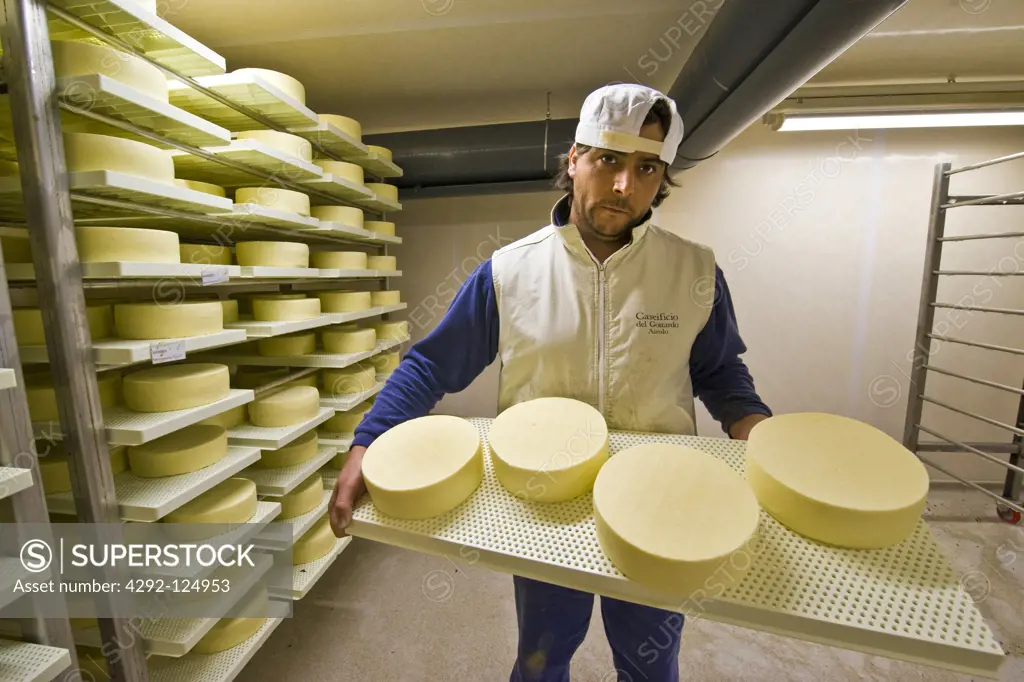 Switzerland, Ticino Canton, Airolo, Gotthard Dairy, traditional cheese