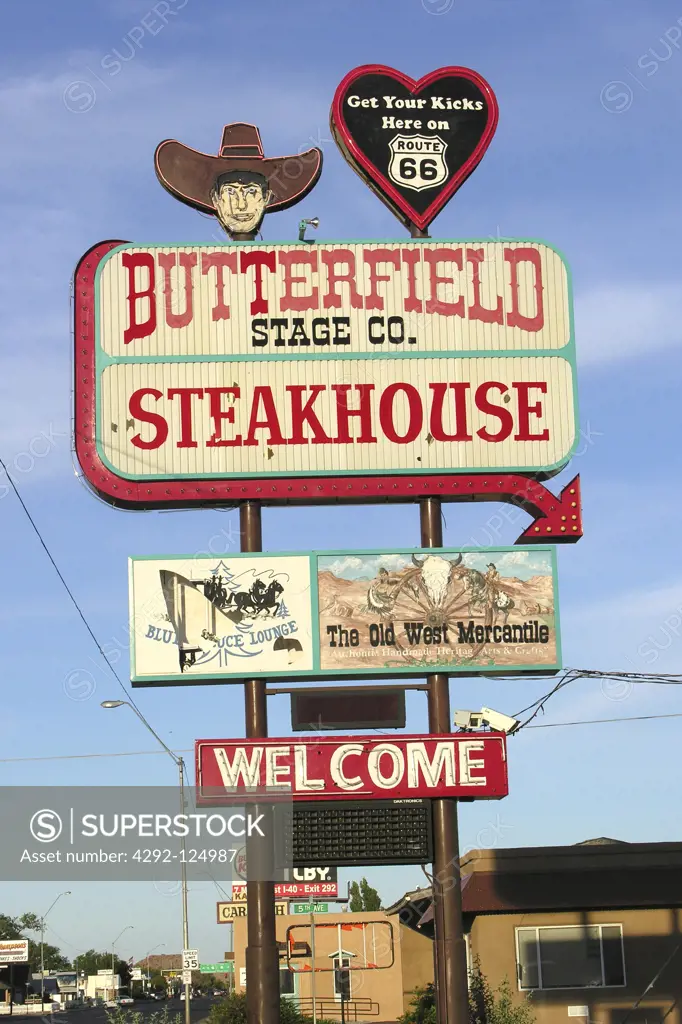 USA, Arizona, restaurant sign on Route 66
