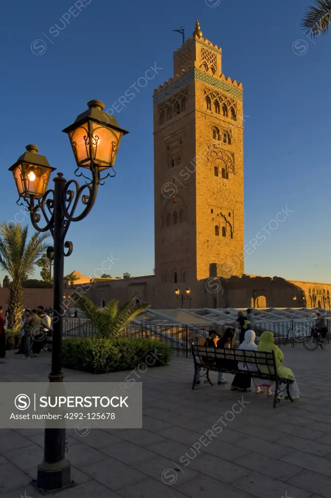 Morocco, Marrakech. Koutoubia minaret
