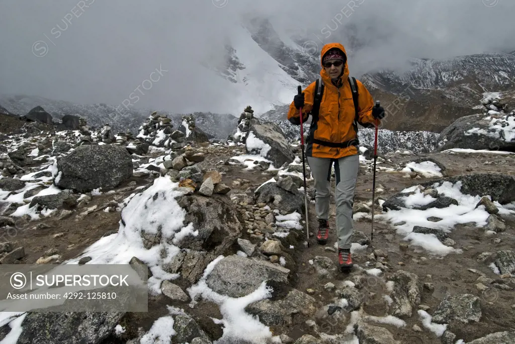 Peru, Salkantay trekking: Soray pass between Nevado Salkantay and Nevado Humantay