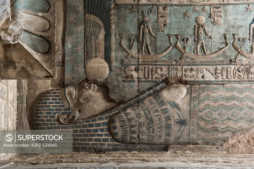 Africa, South Egypt, Abu SimbelThe Temple of Nefertari and Hator, detail of Nut goddness