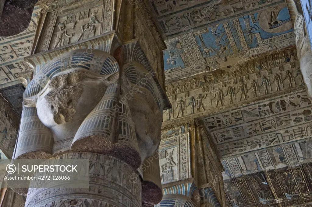 Africa, South Egypt, Abu Simbelindoor of The Temple of Nefertari and Hator