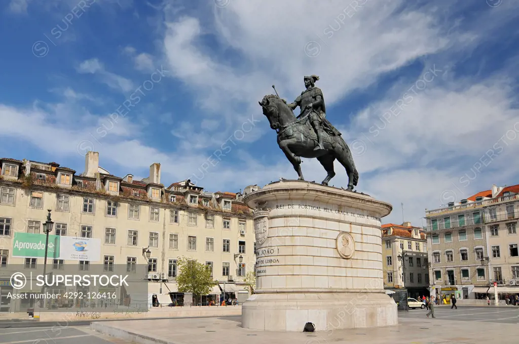 Portugal, Lisbon, Figueira square monument to king John I
