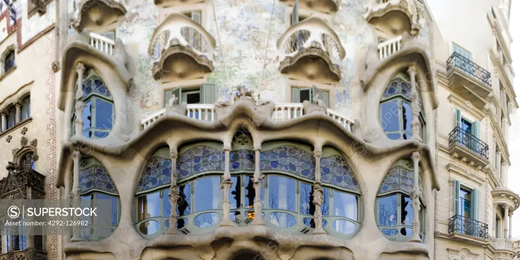 Spain, Catalonia, Barcelona, Casa Batlo, designed by Antoni Gaudi, modernist