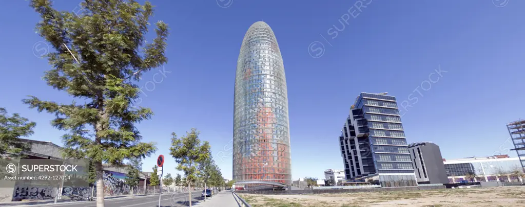 Spain, Catalonia, Barcelona, Agbar Tower, Architect Jean Nouvel.