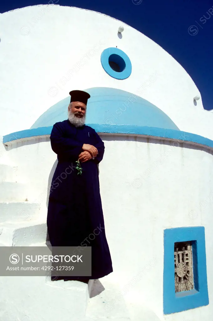 Greece, Dodecanese, Lipsi Island, Monk
