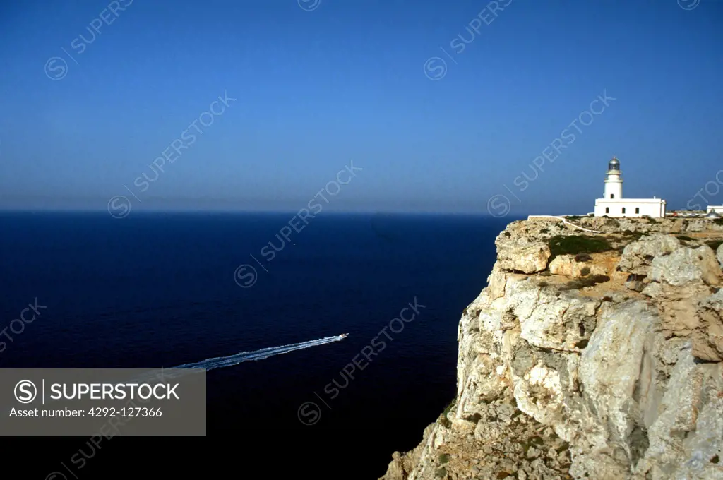 Spain, Balearic Islands, Menorca Island, Cabo de Caballeria, Lighthouse