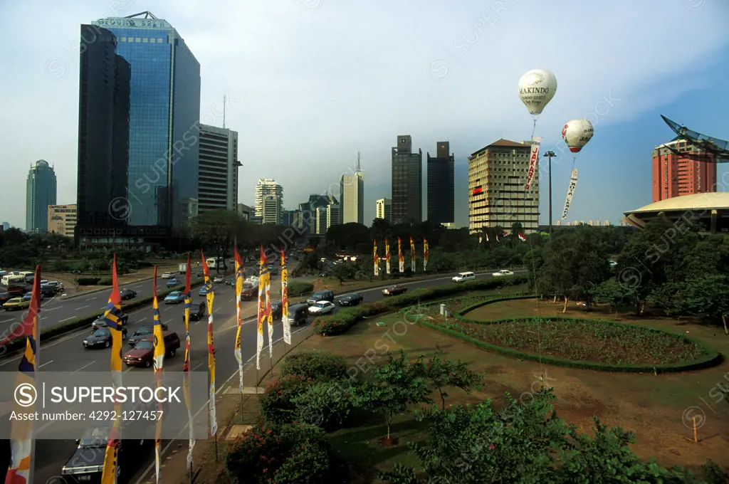 Traffic in downtown Jakarta, Java, Indonesia