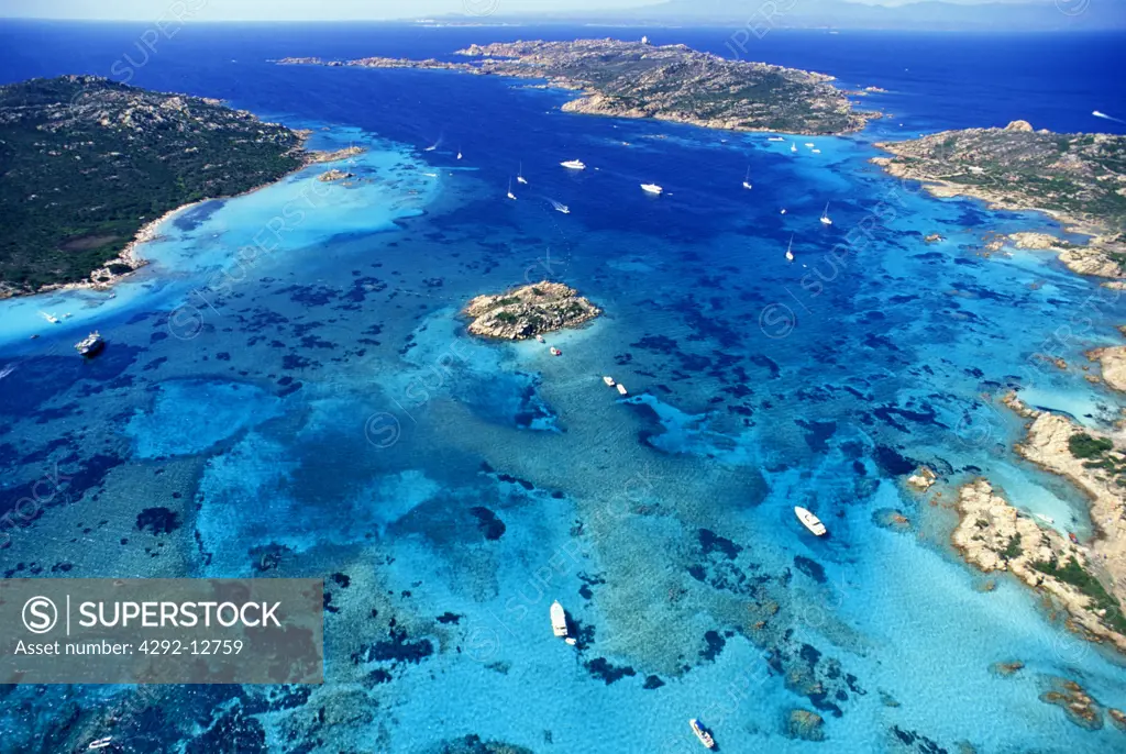 Sardinia, La Maddalena, Budelli and Santa Maria Islands, aerial view
