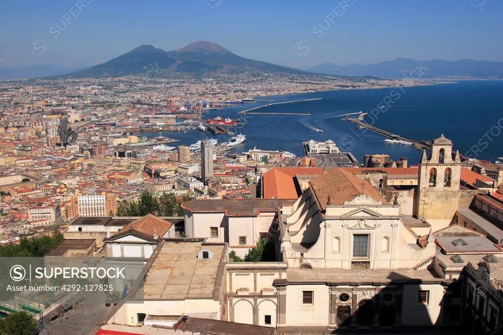 Italy, Campania, Naples, cityscape and the Certosa San Martino