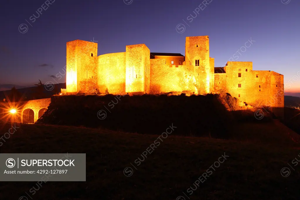 Italy, Basilicata, Melfi, Frederic II castle at night