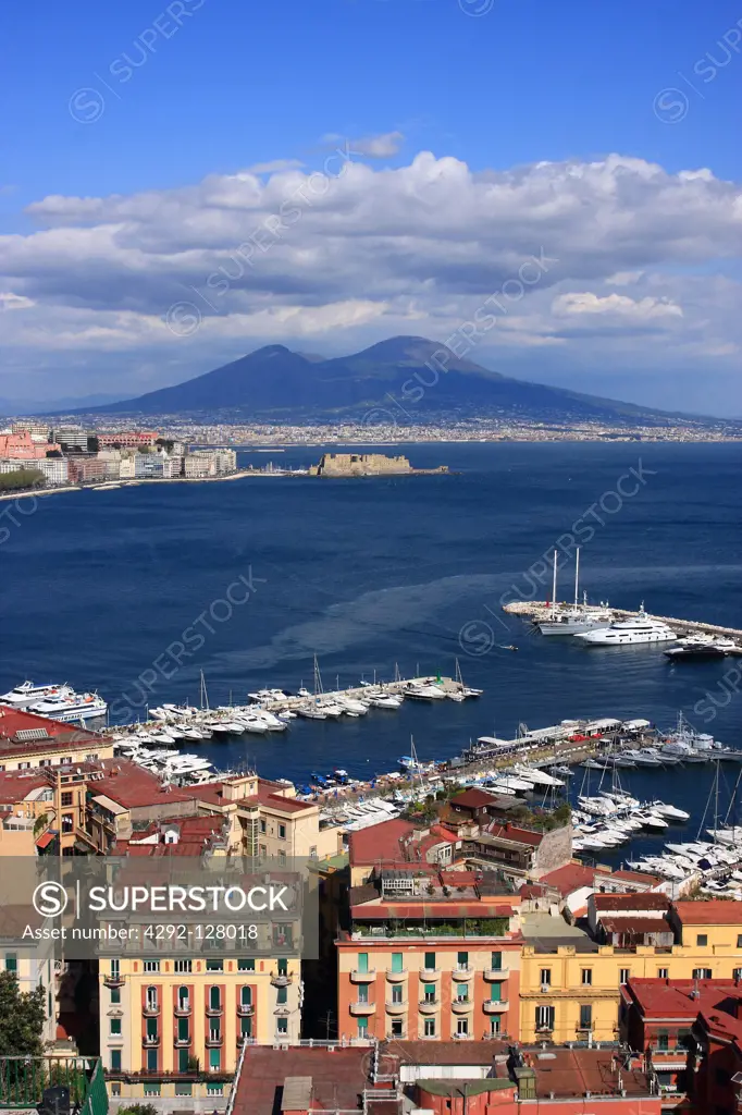 Italy, Campania, Naples view and the Vesuvius volcano
