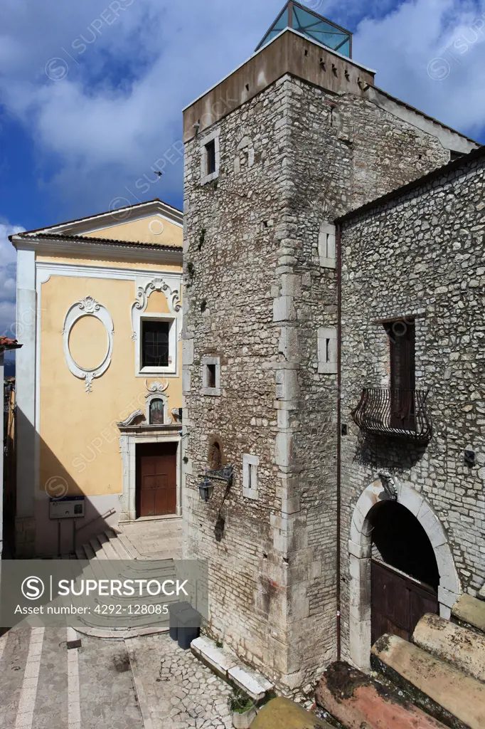 Italy, Campania, Taurasi, San Marciano church and the castle