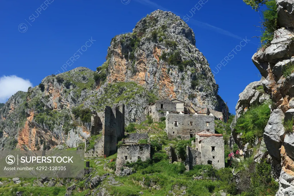 Italy, Campania, Cilento National Park, San Severino di Centola, abandoned village