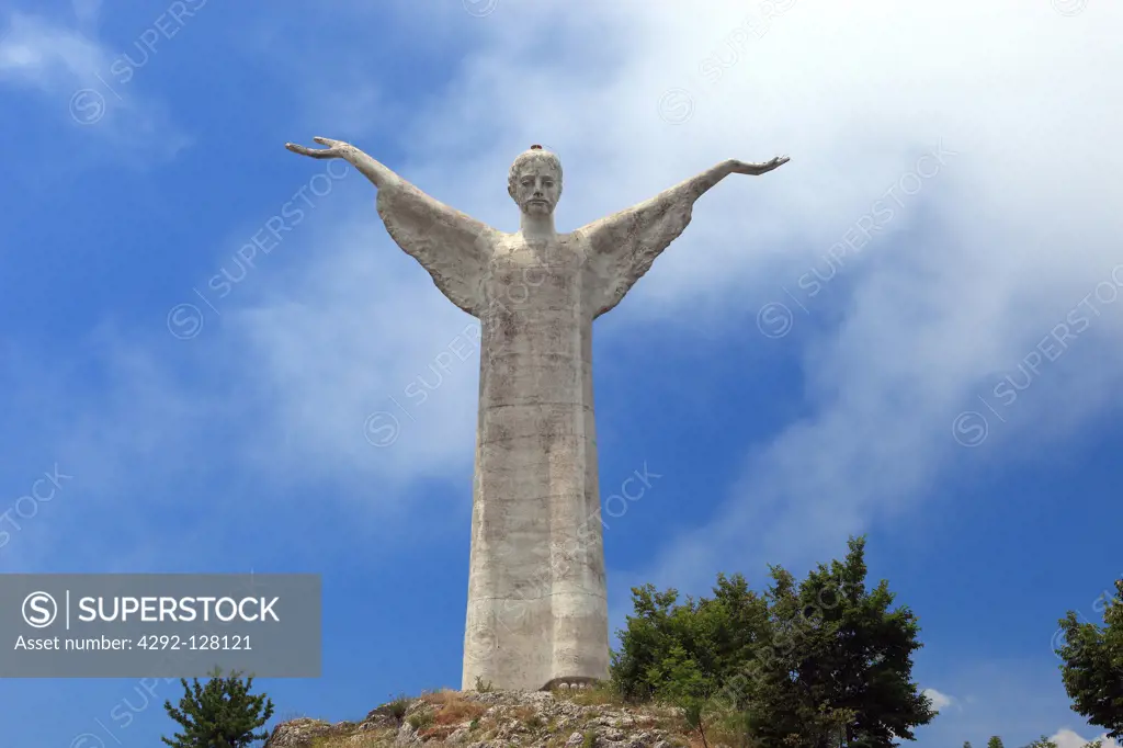 Italy, Basilicata, Maratea, Jesus Christ Redentore Statue on San Biagio Mount