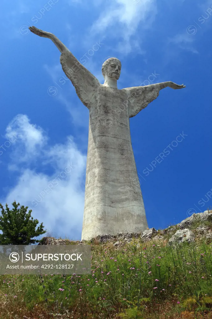 Italy, Basilicata, Maratea, Jesus Christ Redentore Statue on San Biagio Mount