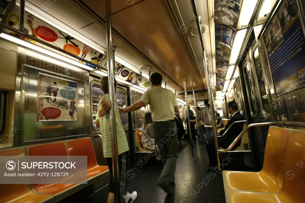 New York City: subway car with passengers