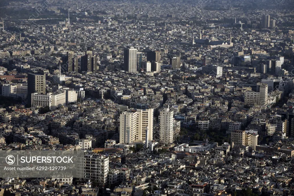 The capital of Syria and city of Damascus in Übersicht, Syria
